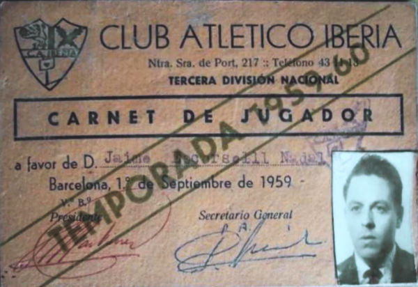Carnet de jugador 1959 del Club Atlético Iberia